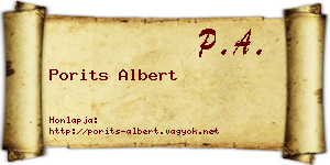 Porits Albert névjegykártya
